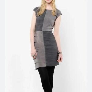 Bcbgmaxazria dress Charcoal Gray Agate Sheath Dress Cocktail Stretch Ruched SZ S